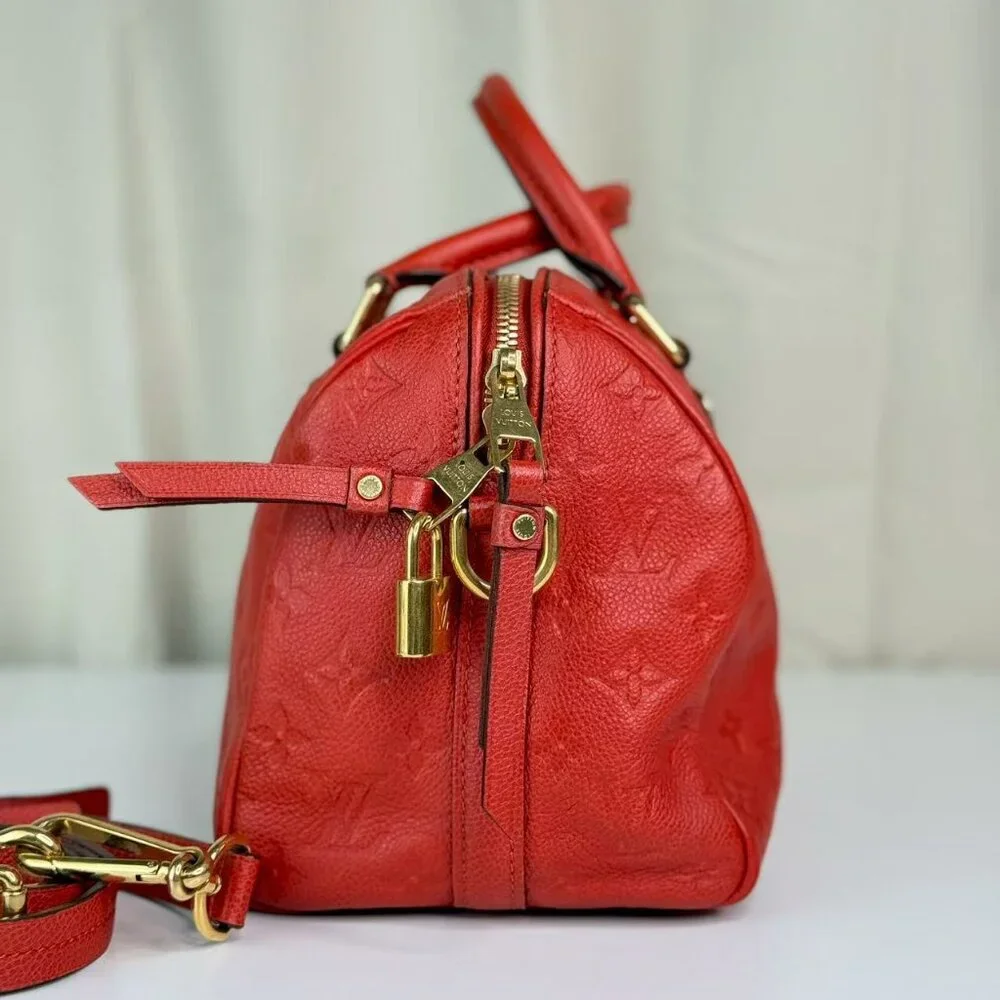 Louis Vuitton Orange Leather Empreinte Speedy 25 Crossbody Bag with Gold Hardwar